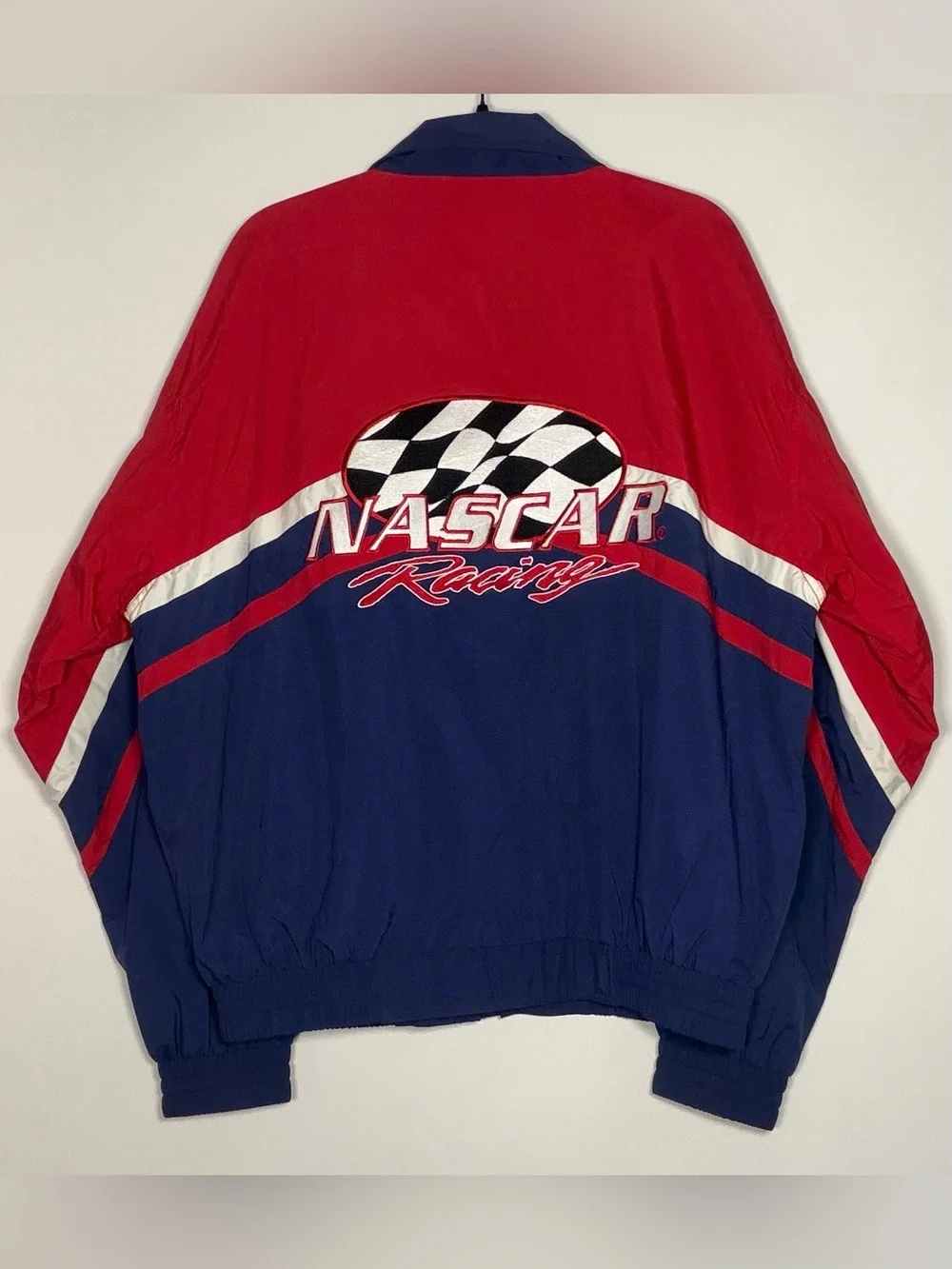 Vintage 90s Men's NASCAR Red & Navy Windbreaker Jacket